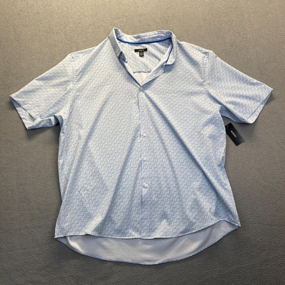 Alfani Men's Shirt Short Sleeve Size XXL Blue Classic‎ Fit  Button Down Shirt